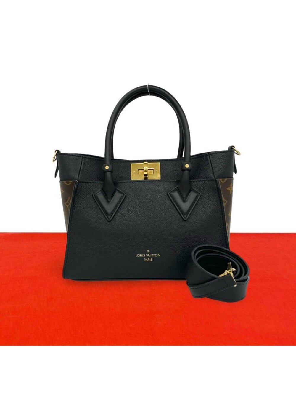 Louis Vuitton on My Side PM Monogram Leather 2-Way Shoulder Bag Black Brown